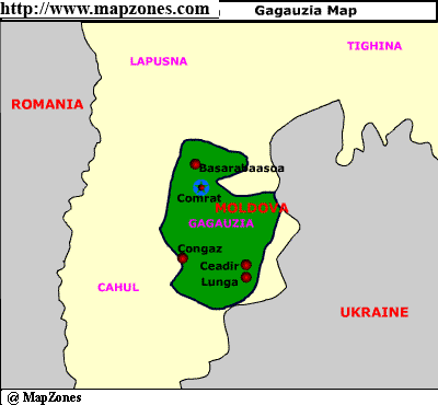 Mapa da região da Gagaúzia
